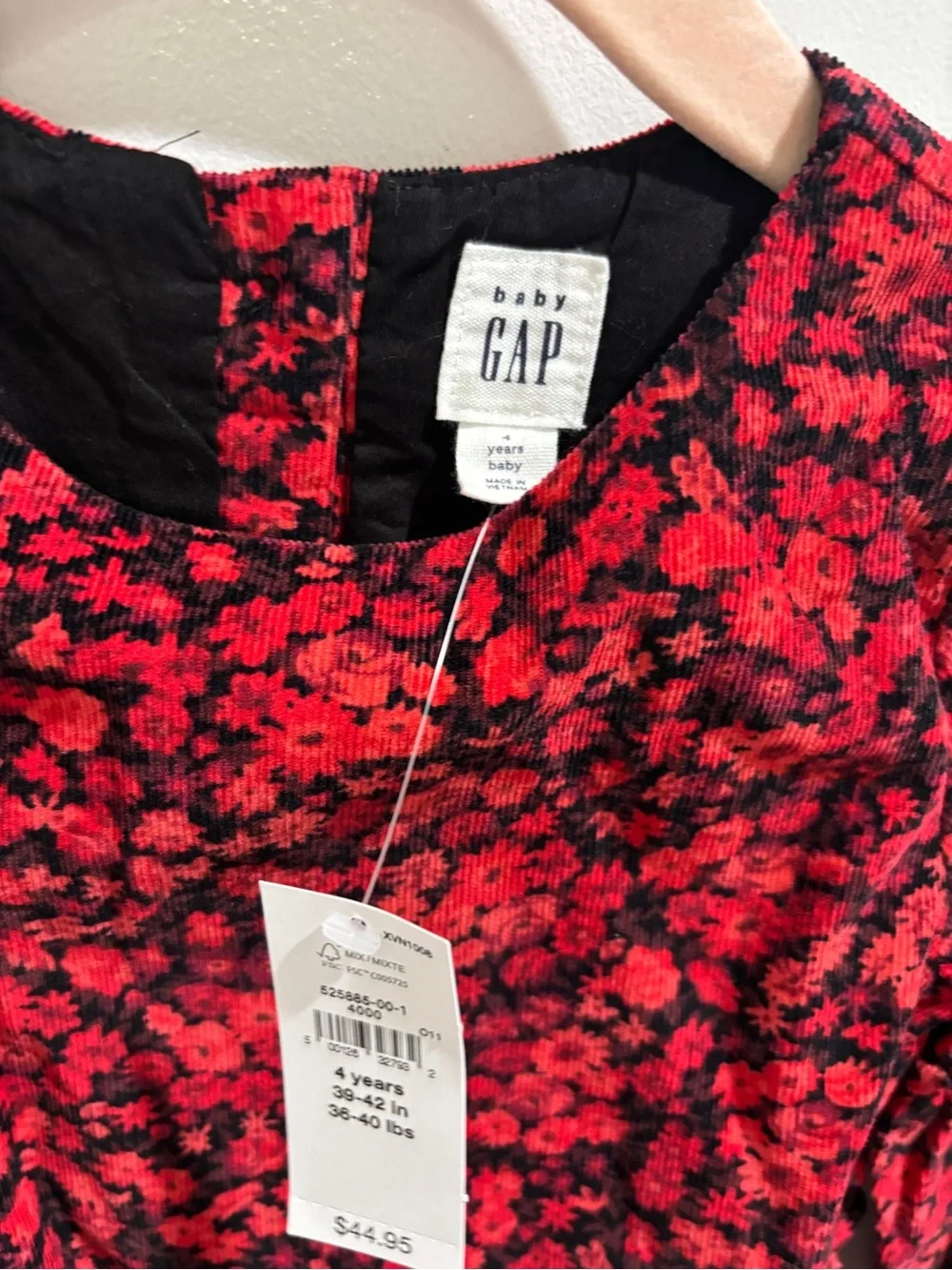 GAP Girls Red and Black Floral Long-Sleeve Dress